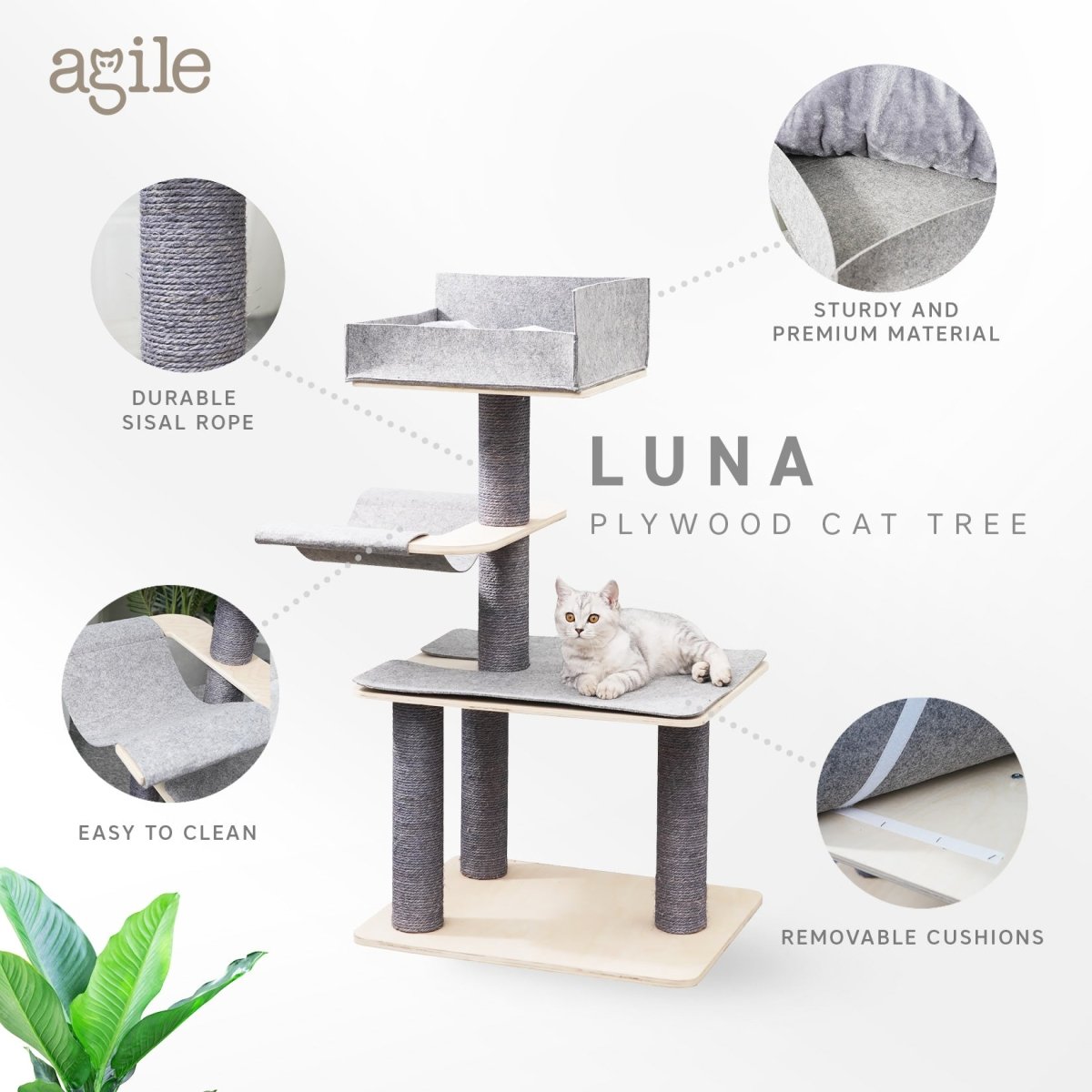 Luna - Plywood Cat Tree - AGILE