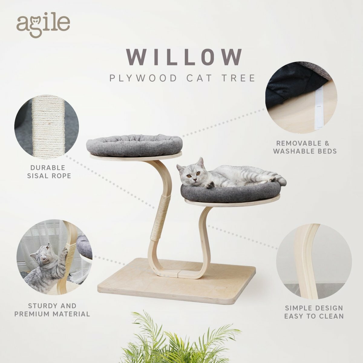 Willow - Plywood Cat Tree - AGILE